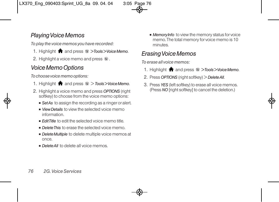 LG LX370 User Manual | Page 90 / 174