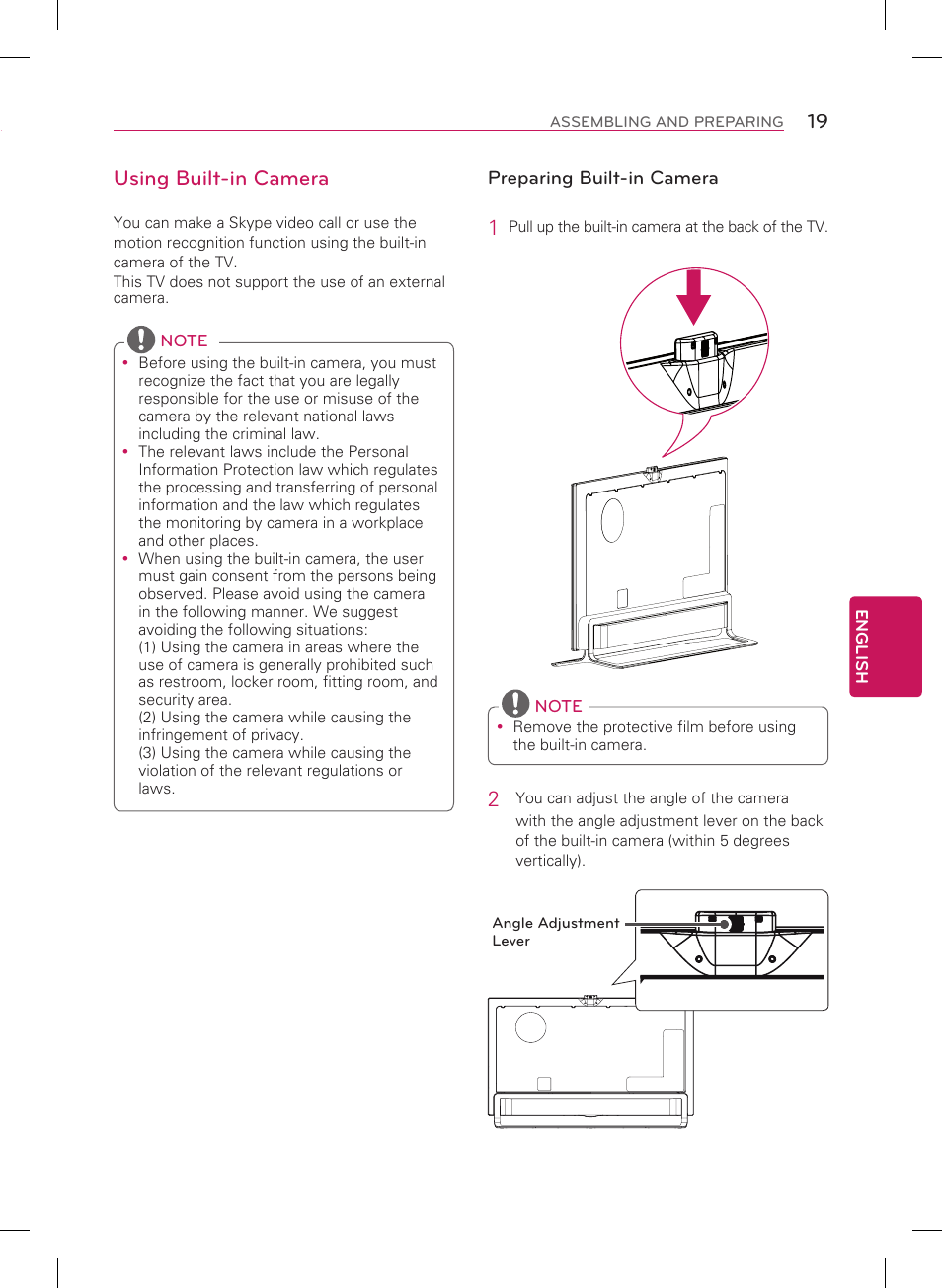 Using built-in camera | LG 55LA9700 User Manual | Page 19 / 56