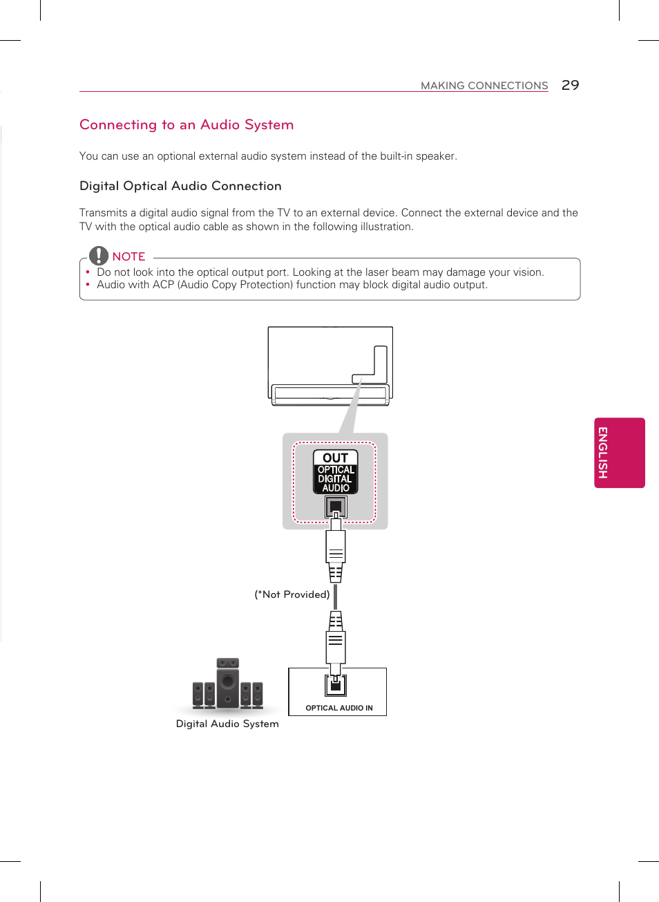 Connecting to an audio system | LG 55LA9700 User Manual | Page 29 / 56