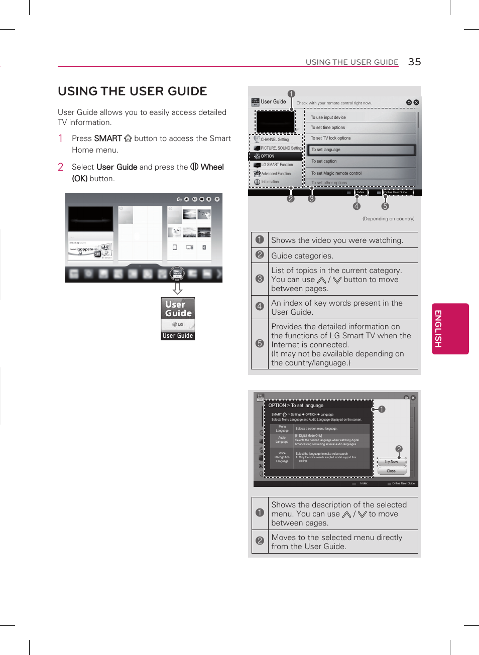 Using the user guide | LG 55LA9700 User Manual | Page 35 / 56