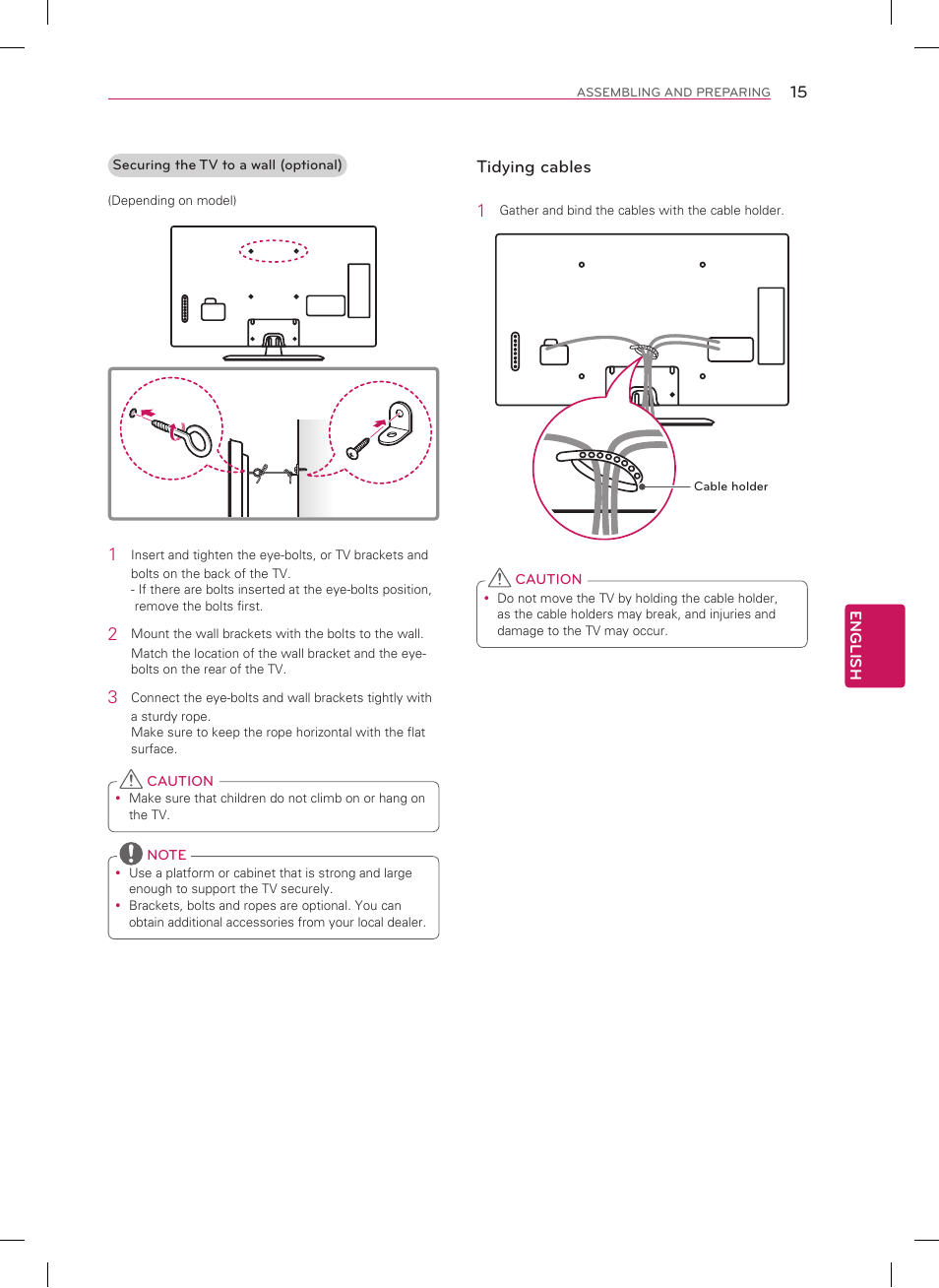 Tidying cables 1 | LG 50LN5700 User Manual | Page 15 / 52