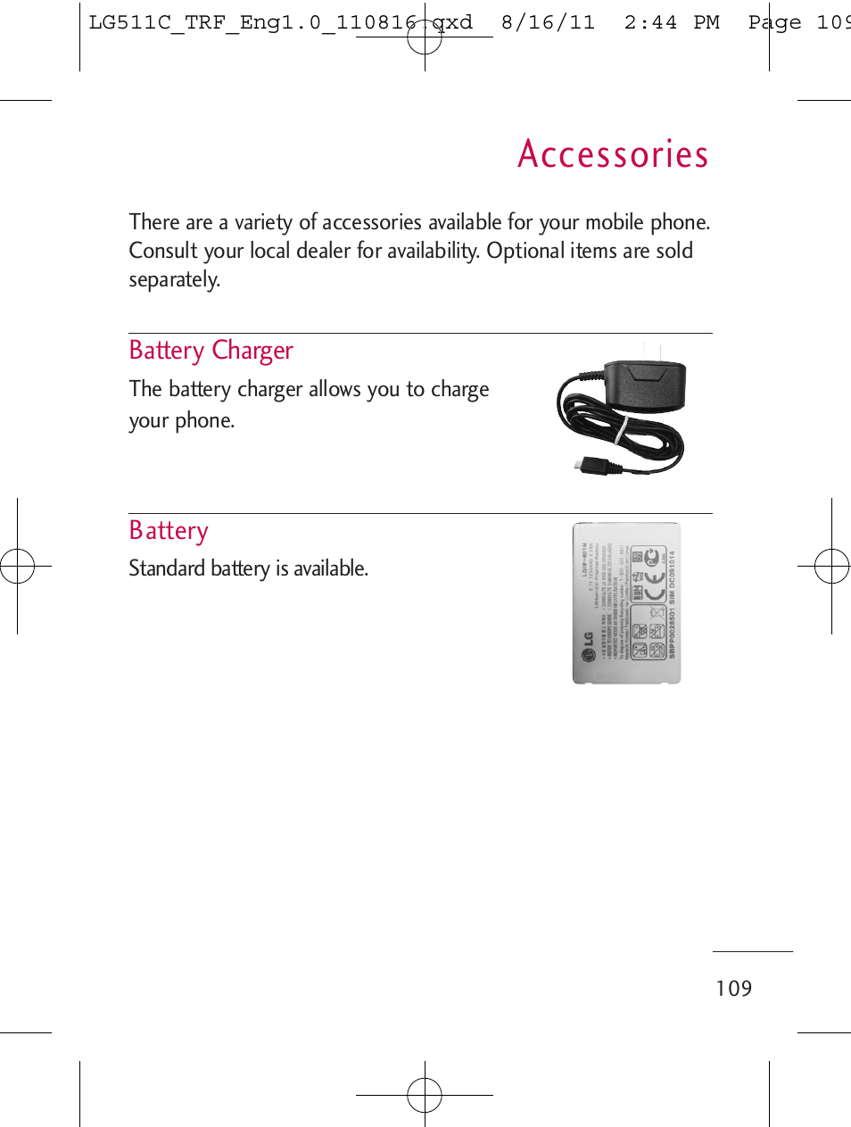 Accessories | LG LG511C User Manual | Page 111 / 240