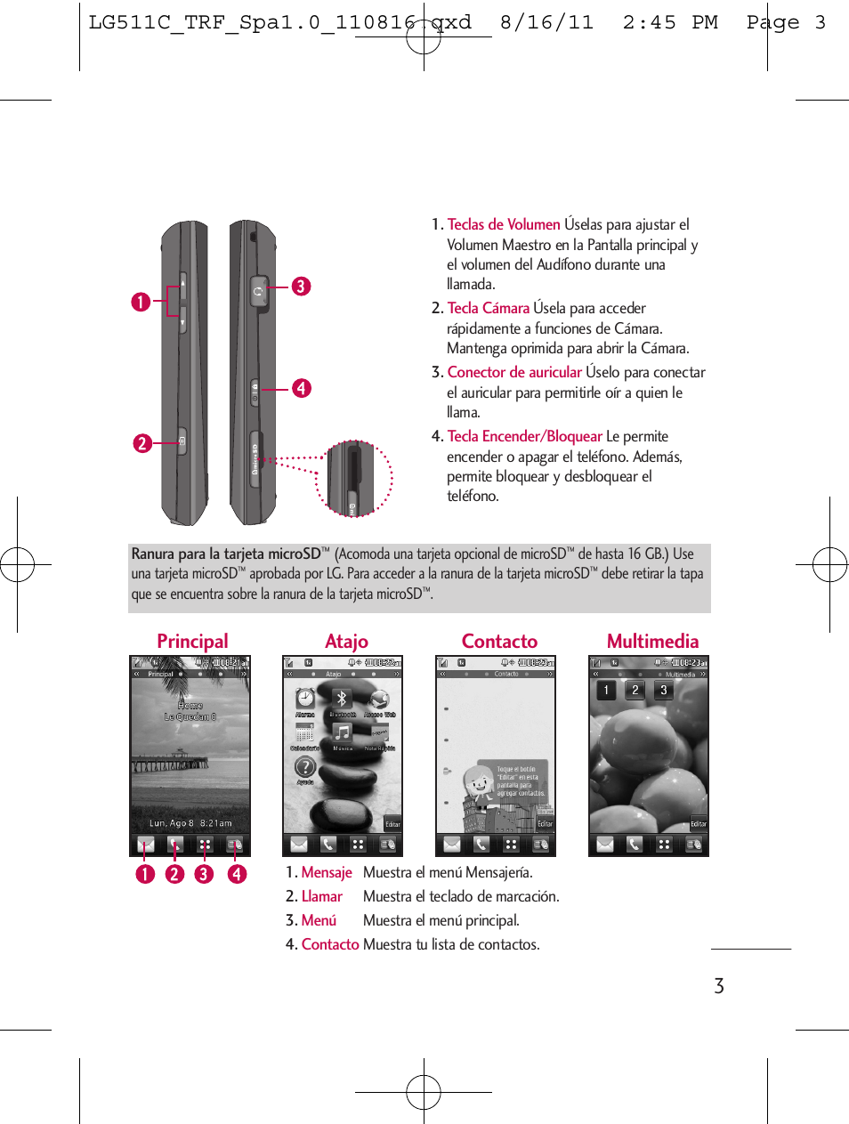 Principal multimedia atajo contacto | LG LG511C User Manual | Page 117 / 240