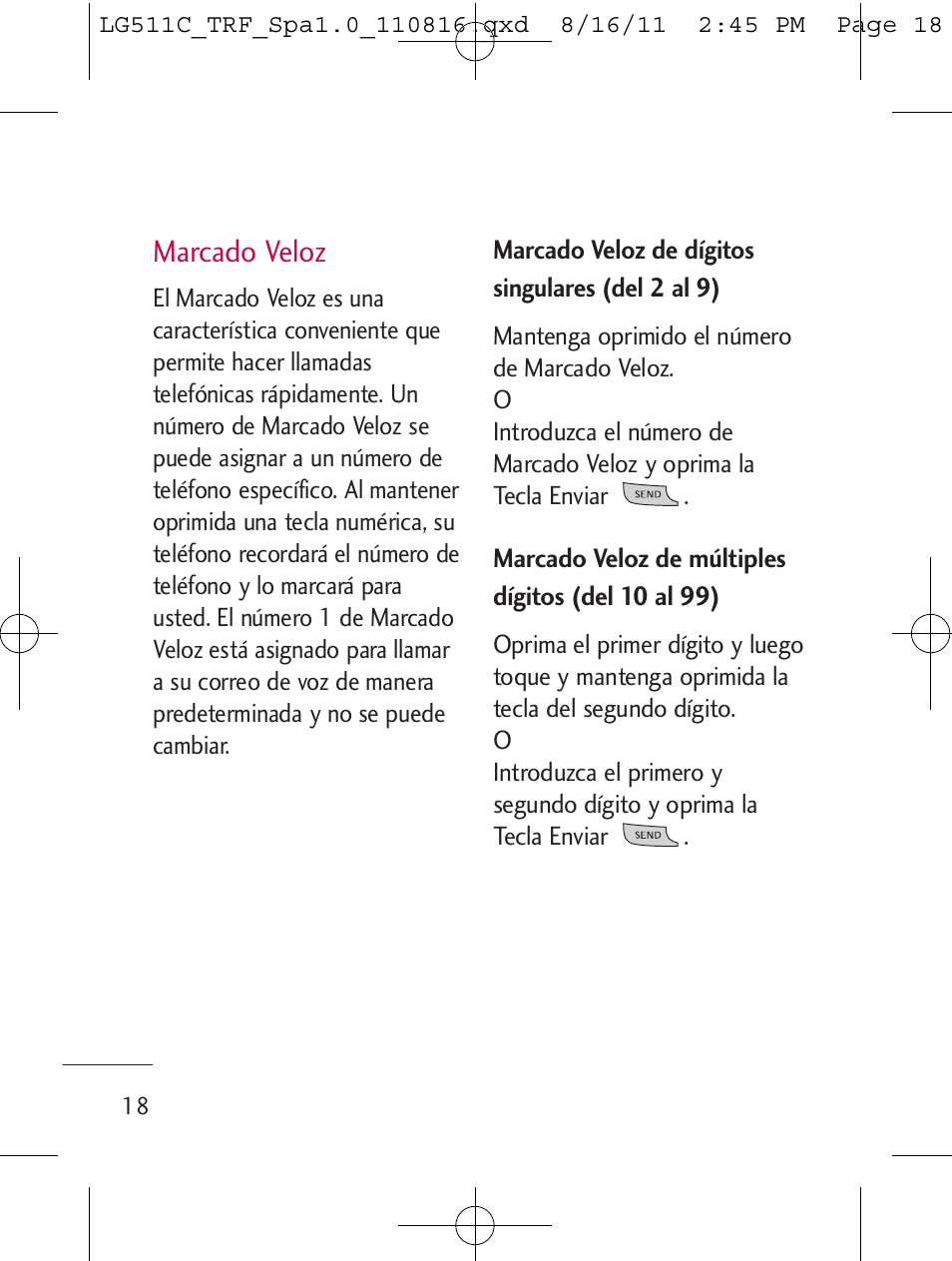 Marcado veloz | LG LG511C User Manual | Page 132 / 240