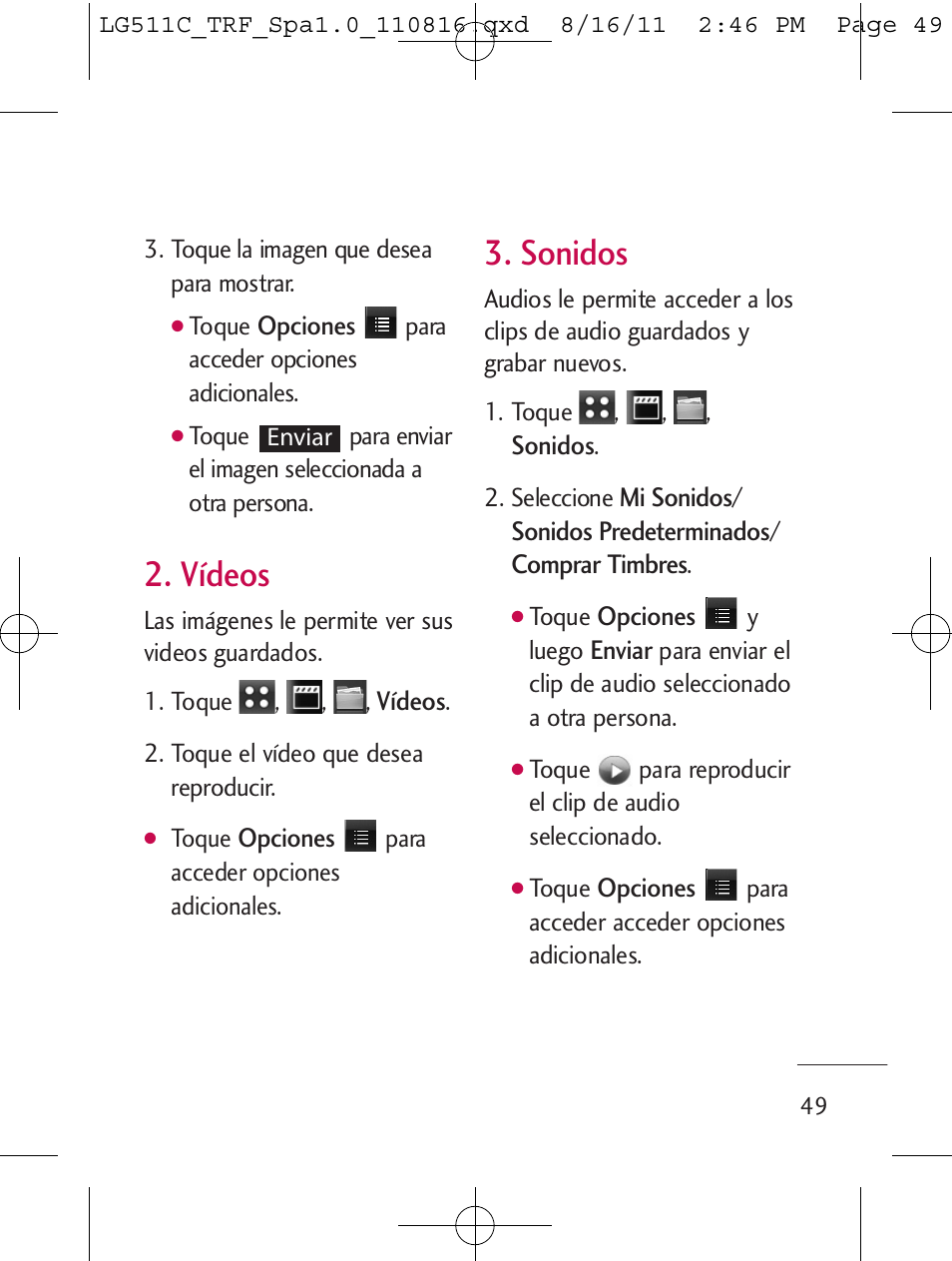 Vídeos, Sonidos | LG LG511C User Manual | Page 163 / 240