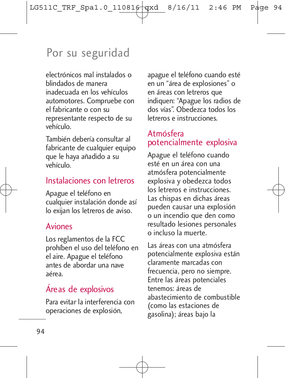 Por su seguridad | LG LG511C User Manual | Page 208 / 240