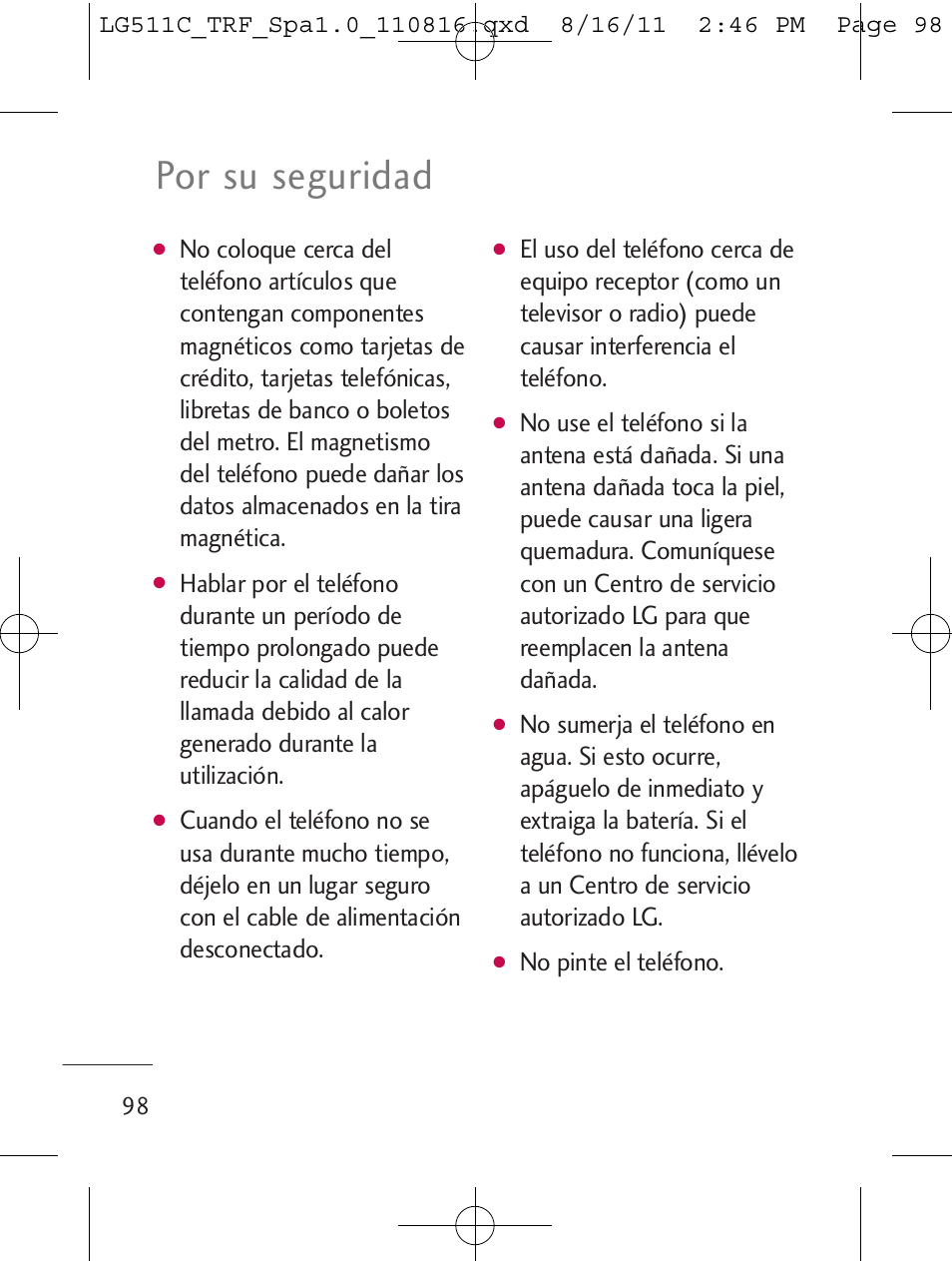 Por su seguridad | LG LG511C User Manual | Page 212 / 240