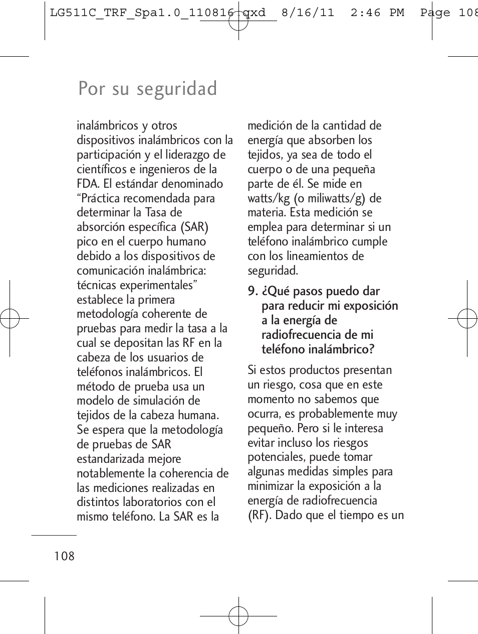 Por su seguridad | LG LG511C User Manual | Page 222 / 240