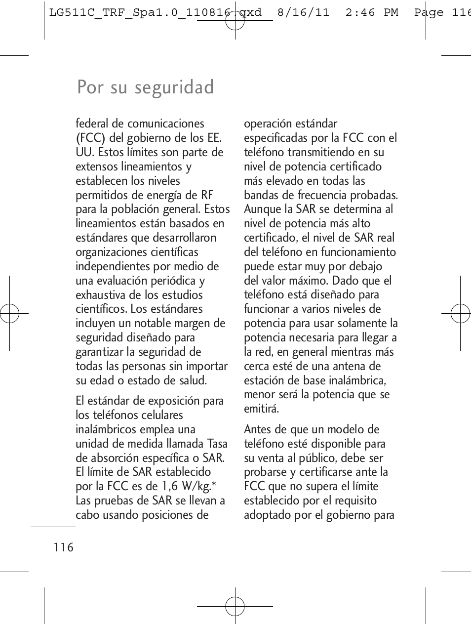 Por su seguridad | LG LG511C User Manual | Page 230 / 240