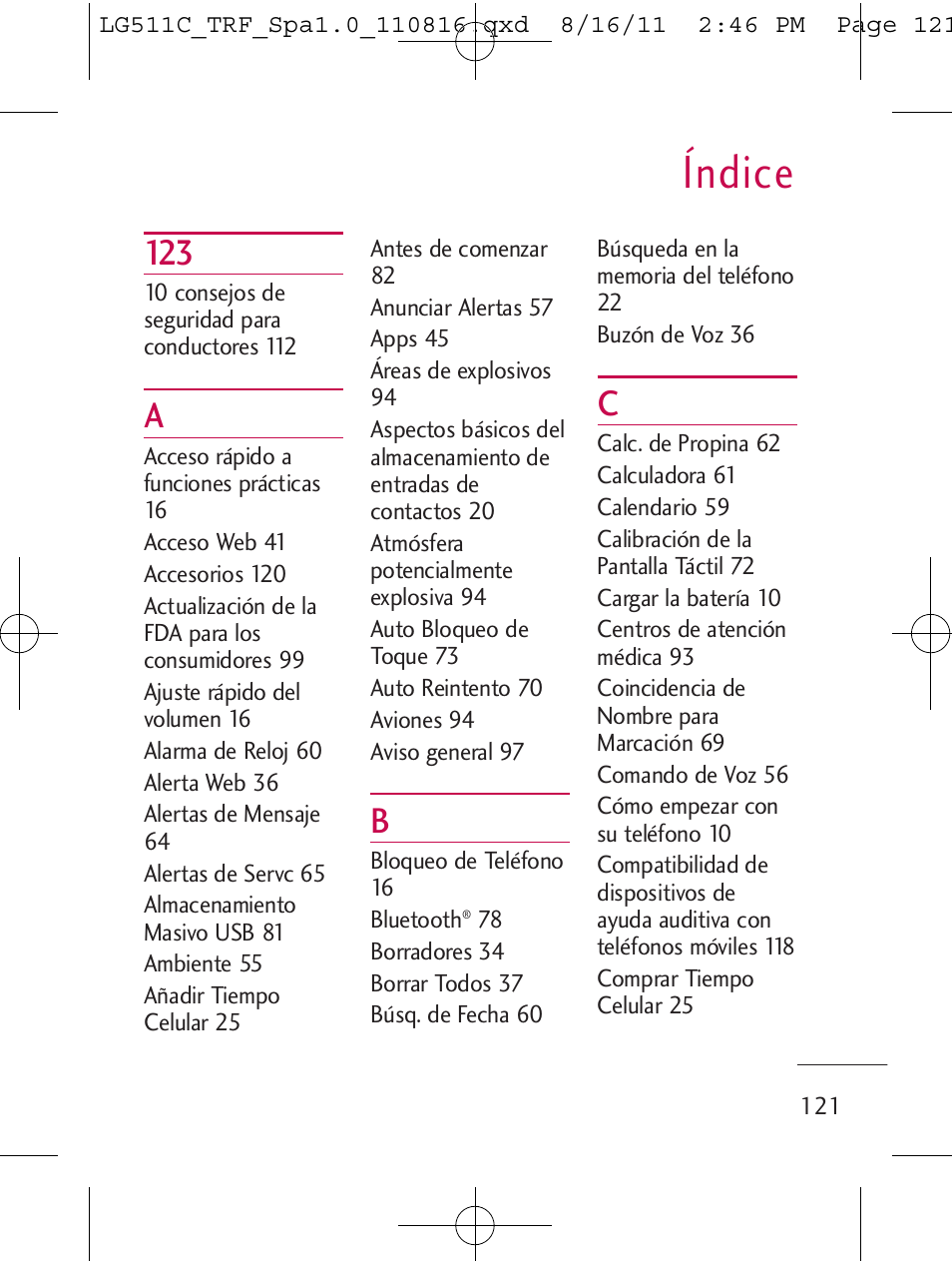 Índice | LG LG511C User Manual | Page 235 / 240