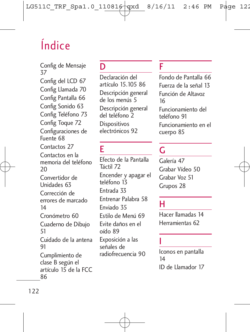 Índice | LG LG511C User Manual | Page 236 / 240