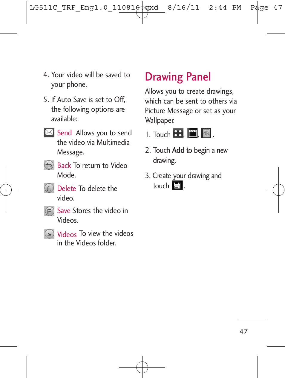 Drawing panel | LG LG511C User Manual | Page 49 / 240