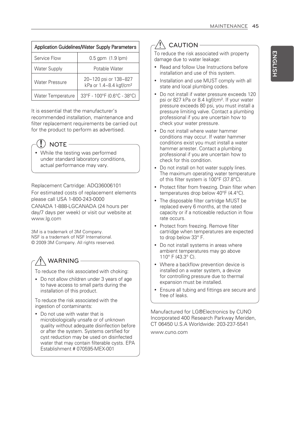 Warning, Caution | LG LMX30995ST User Manual | Page 45 / 63