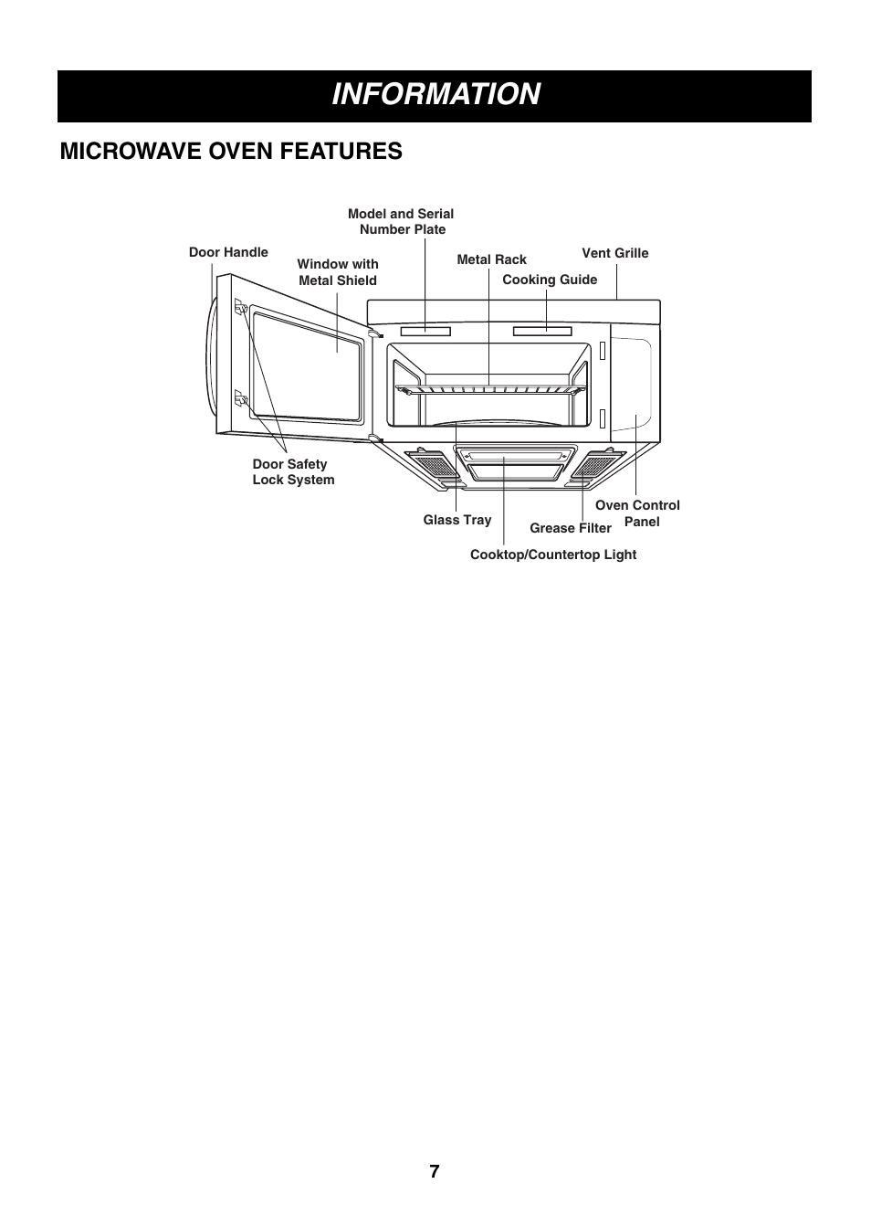 Information, Microwave oven features | LG LMV2053SW User Manual | Page 7 / 35