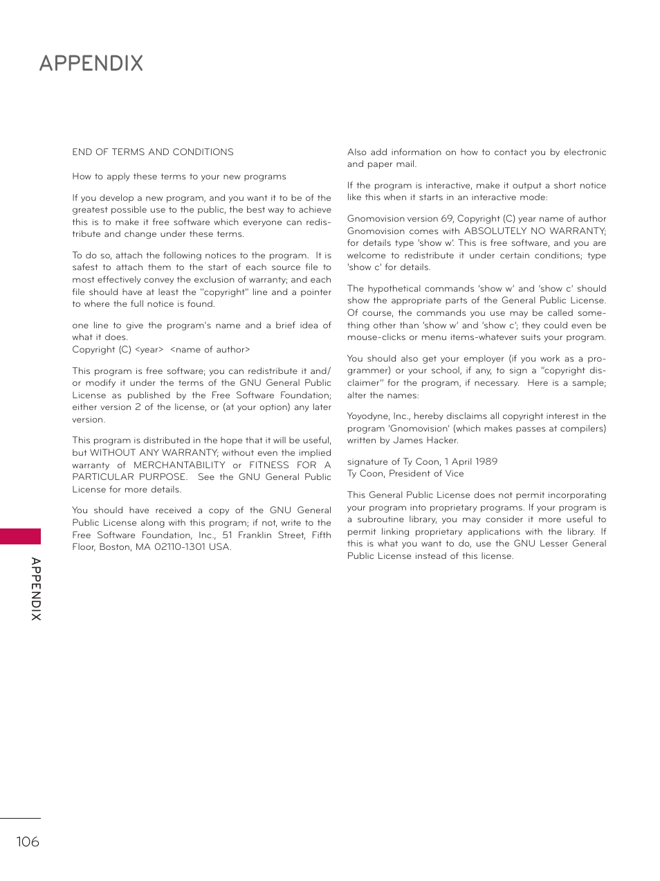 Appendix | LG 32LD340H User Manual | Page 106 / 317