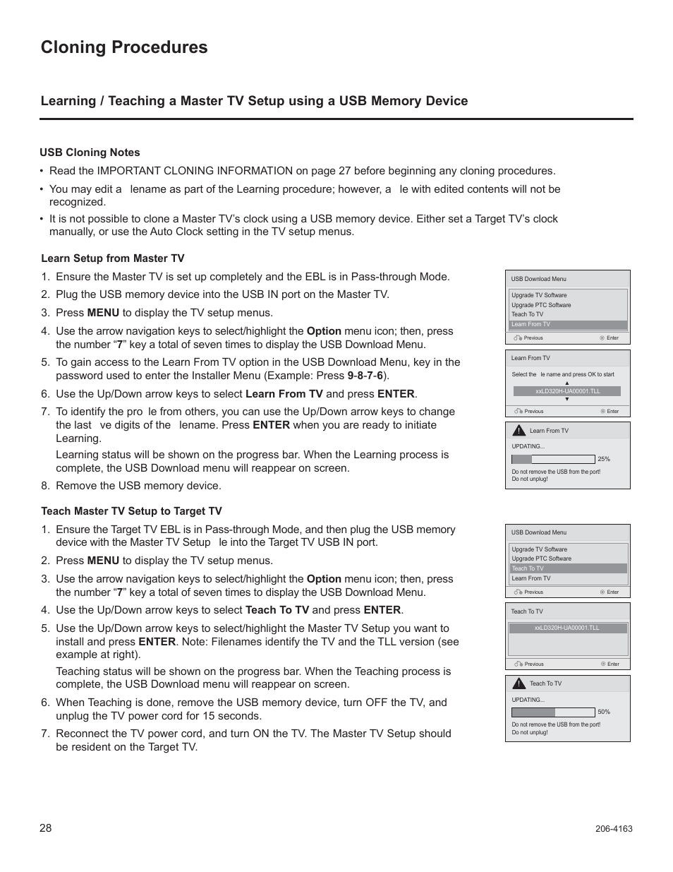 Cloning procedures | LG 32LD340H User Manual | Page 145 / 317