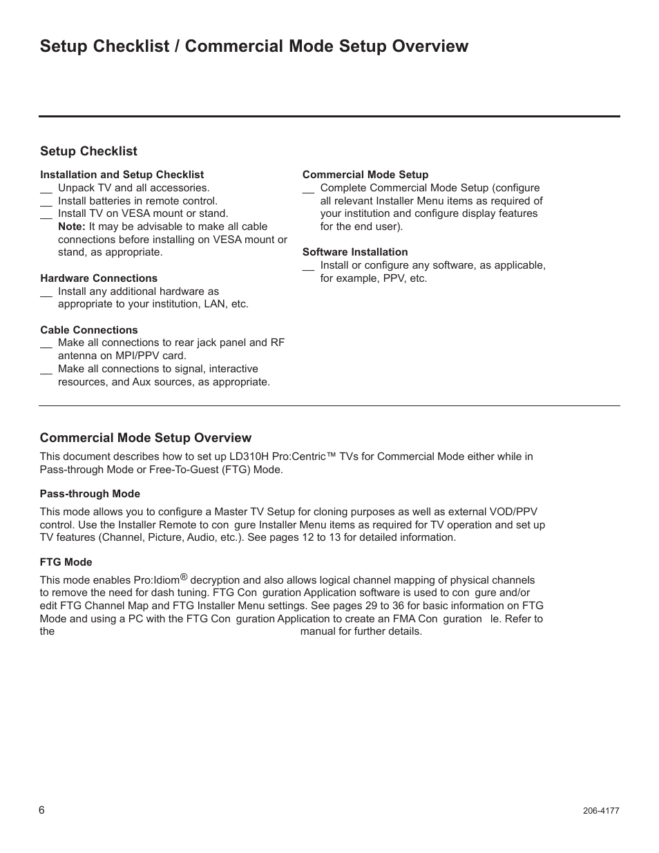 Setup checklist / commercial mode setup overview | LG 32LD340H User Manual | Page 170 / 317