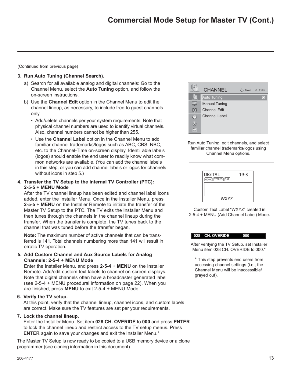 Commercial mode setup for master tv (cont.) | LG 32LD340H User Manual | Page 177 / 317