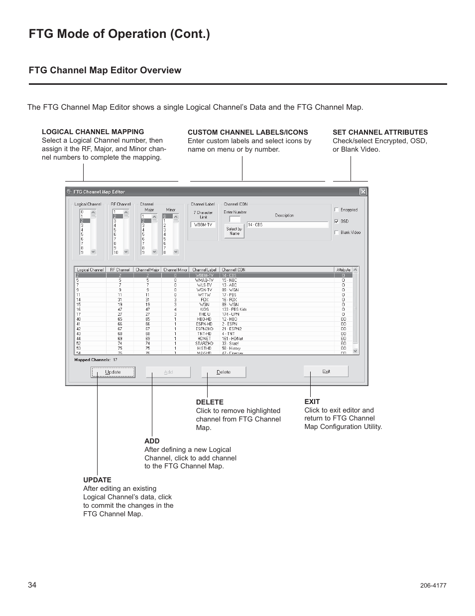 Ftg mode of operation (cont.), Ftg channel map editor overview | LG 32LD340H User Manual | Page 198 / 317