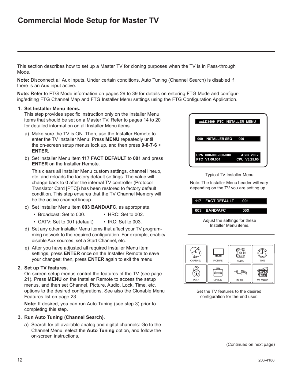 Commercial mode setup for master tv | LG 32LD340H User Manual | Page 224 / 317