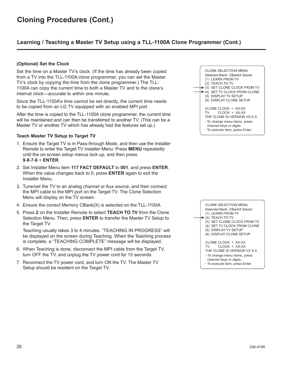 Cloning procedures (cont.) | LG 32LD340H User Manual | Page 238 / 317