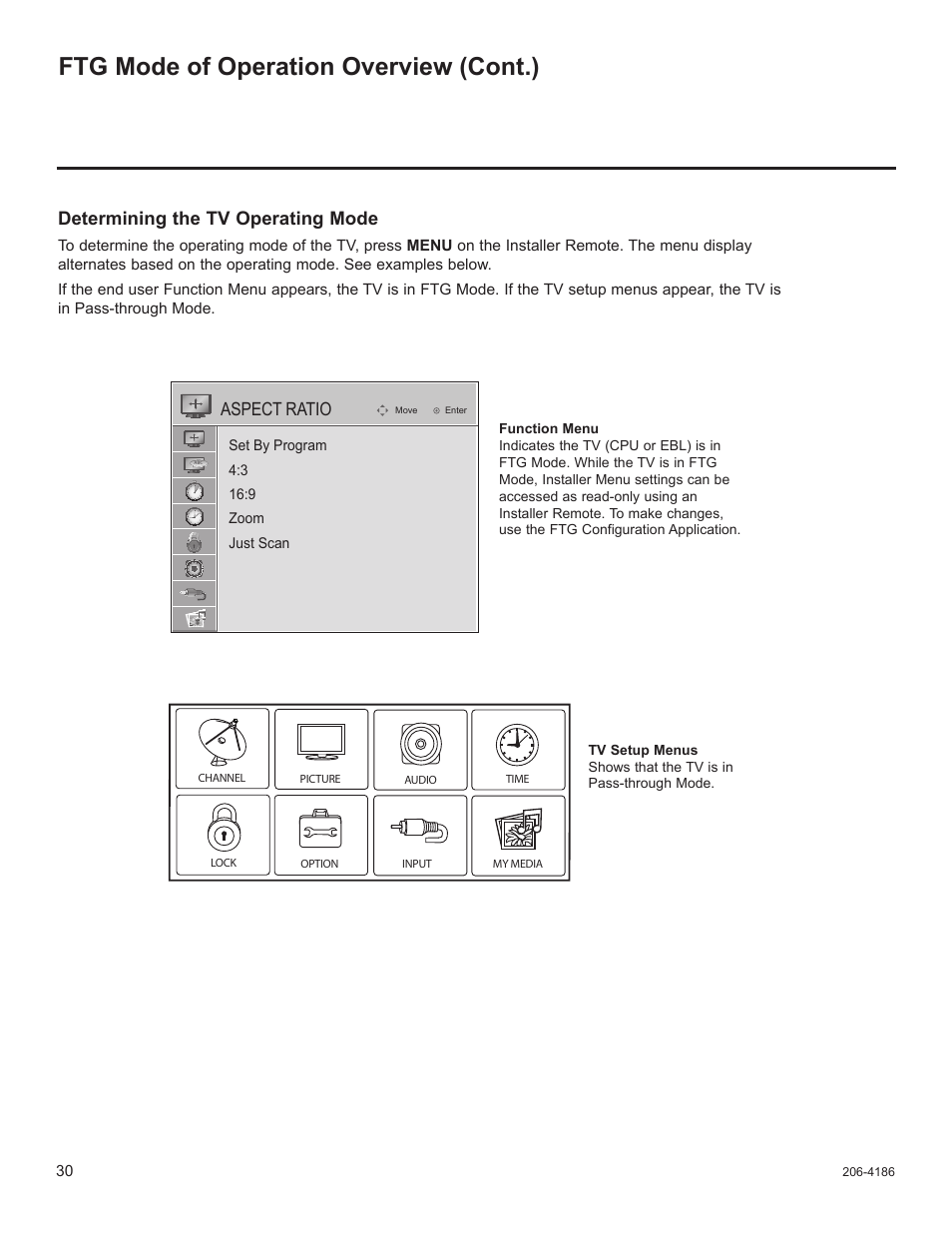 Ftg mode of operation overview (cont.), Aspect ratio, Determining the tv operating mode | LG 32LD340H User Manual | Page 242 / 317