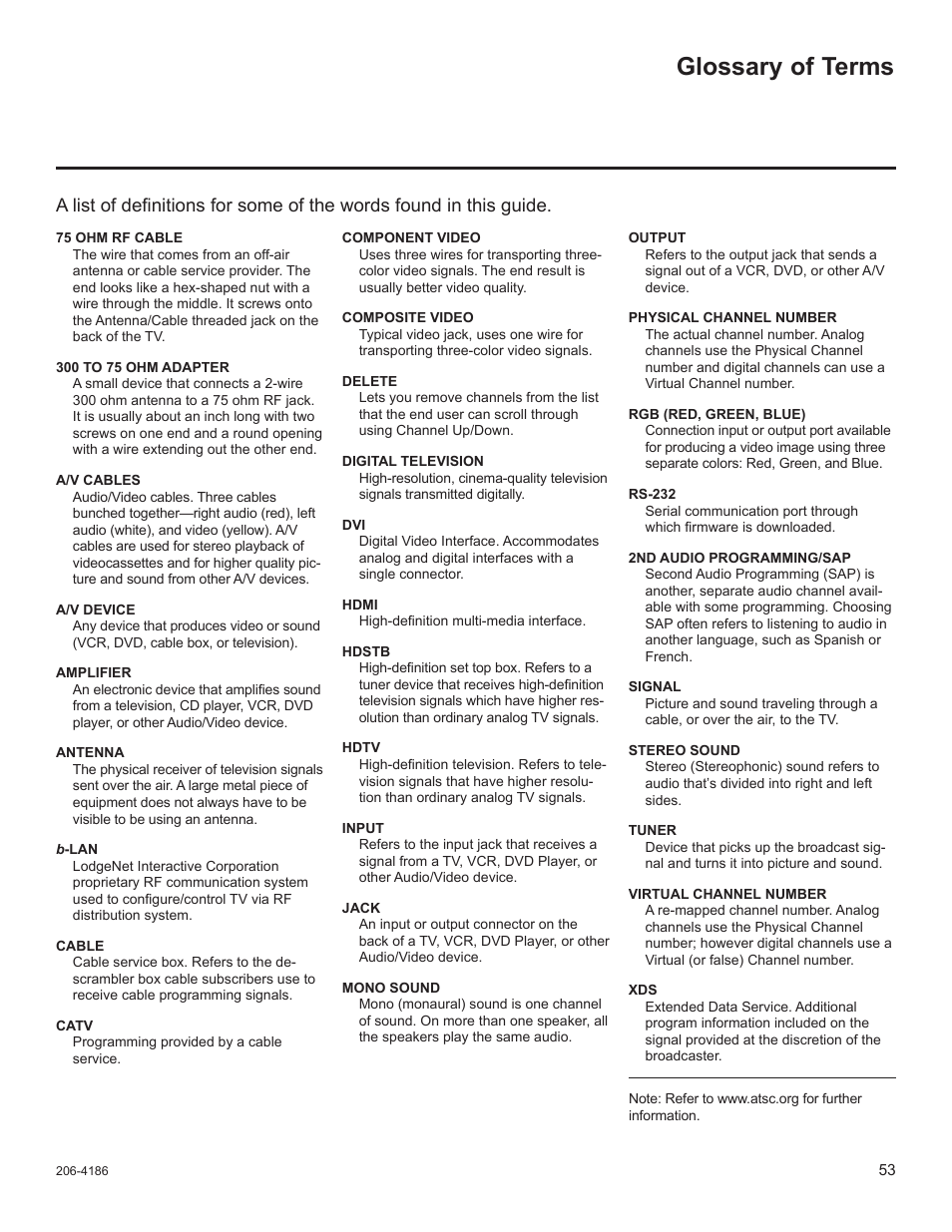 Glossary of terms | LG 32LD340H User Manual | Page 265 / 317