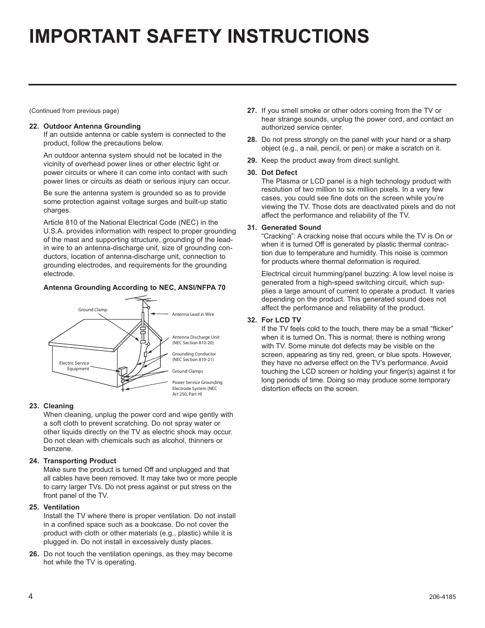 Important safety instructions | LG 32LD340H User Manual | Page 271 / 317