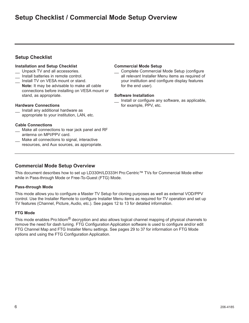 Setup checklist / commercial mode setup overview | LG 32LD340H User Manual | Page 273 / 317