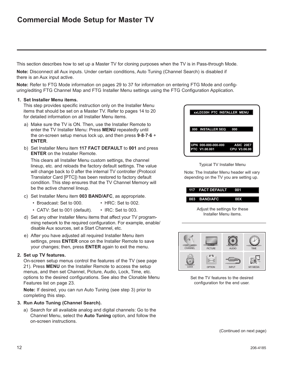 Commercial mode setup for master tv | LG 32LD340H User Manual | Page 279 / 317