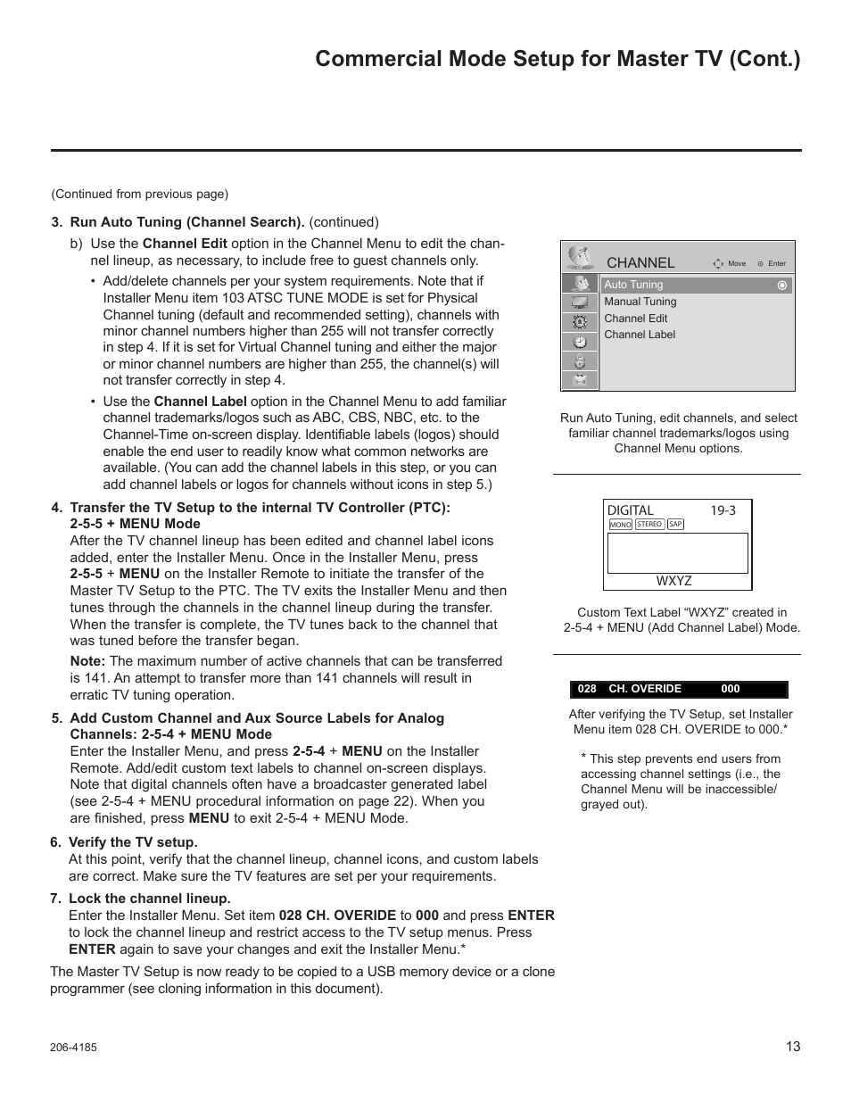 Commercial mode setup for master tv (cont.) | LG 32LD340H User Manual | Page 280 / 317