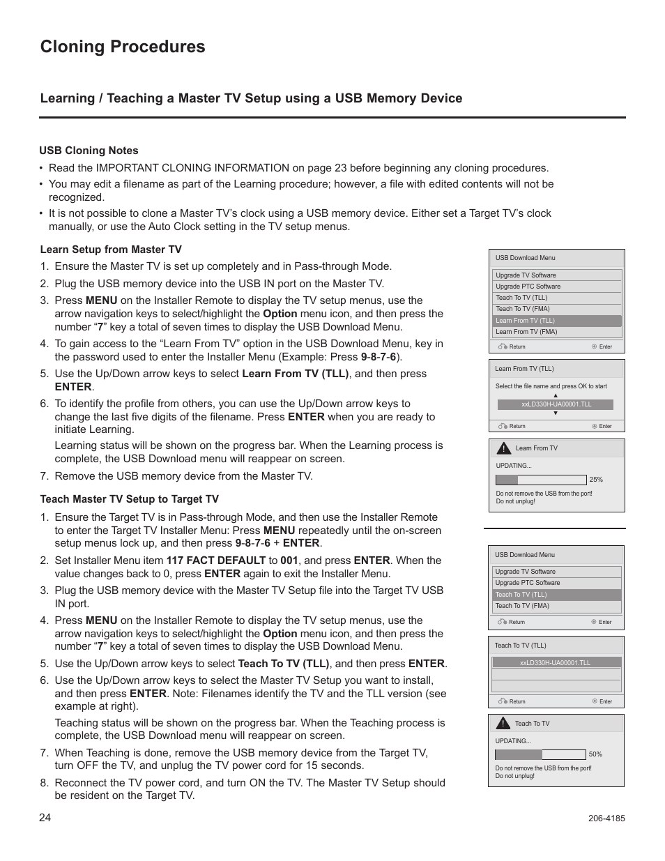 Cloning procedures | LG 32LD340H User Manual | Page 291 / 317