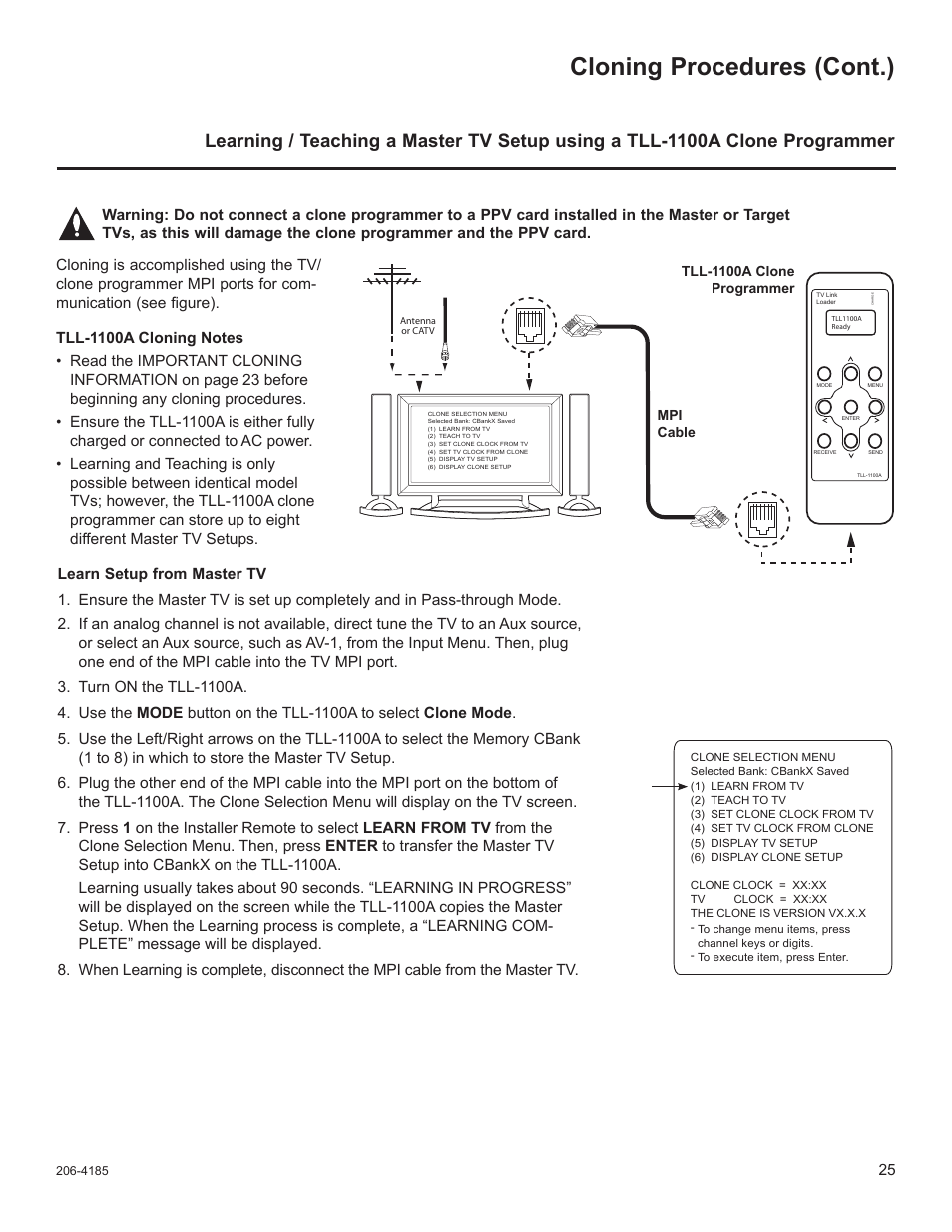 Cloning procedures (cont.) | LG 32LD340H User Manual | Page 292 / 317