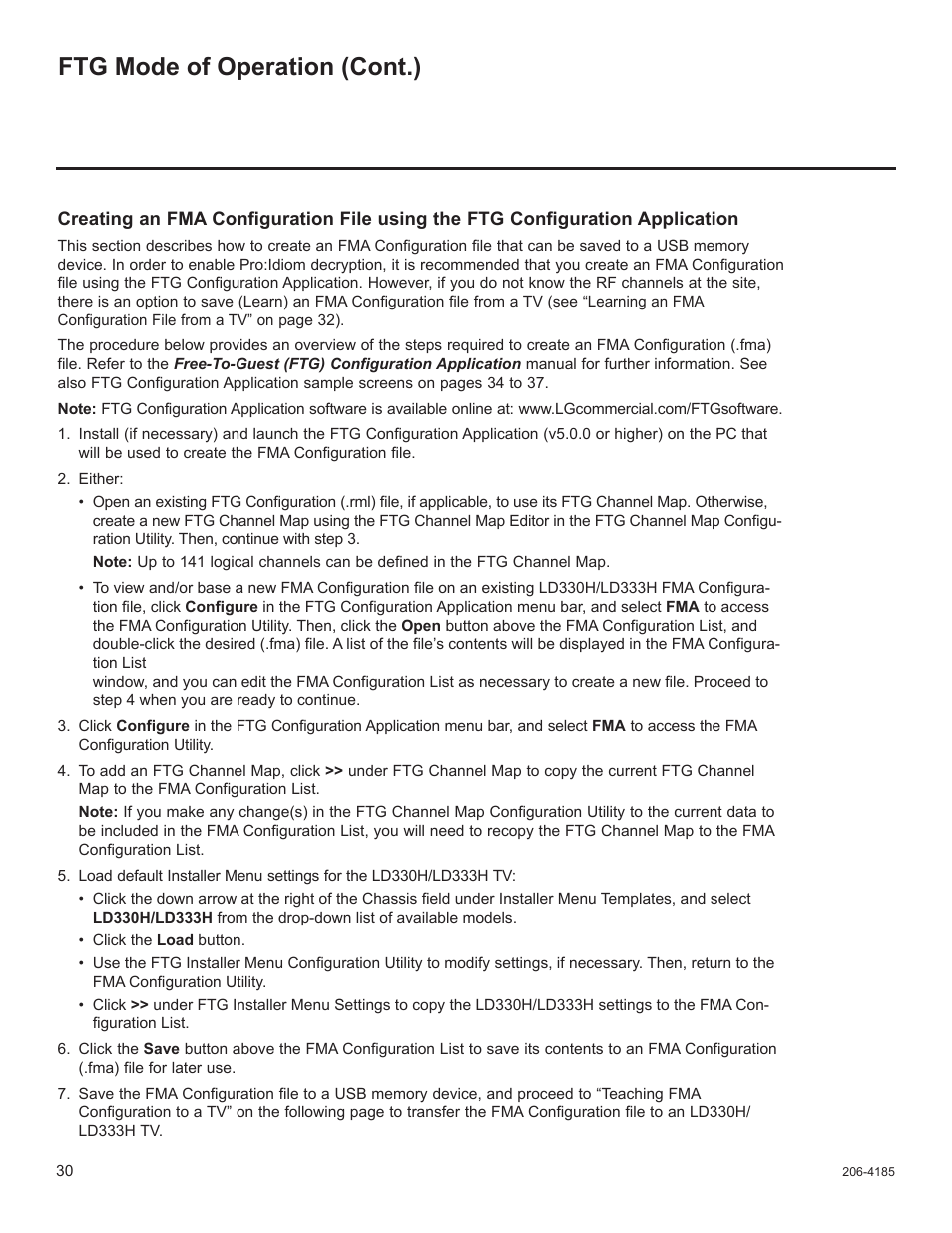 Ftg mode of operation (cont.) | LG 32LD340H User Manual | Page 297 / 317