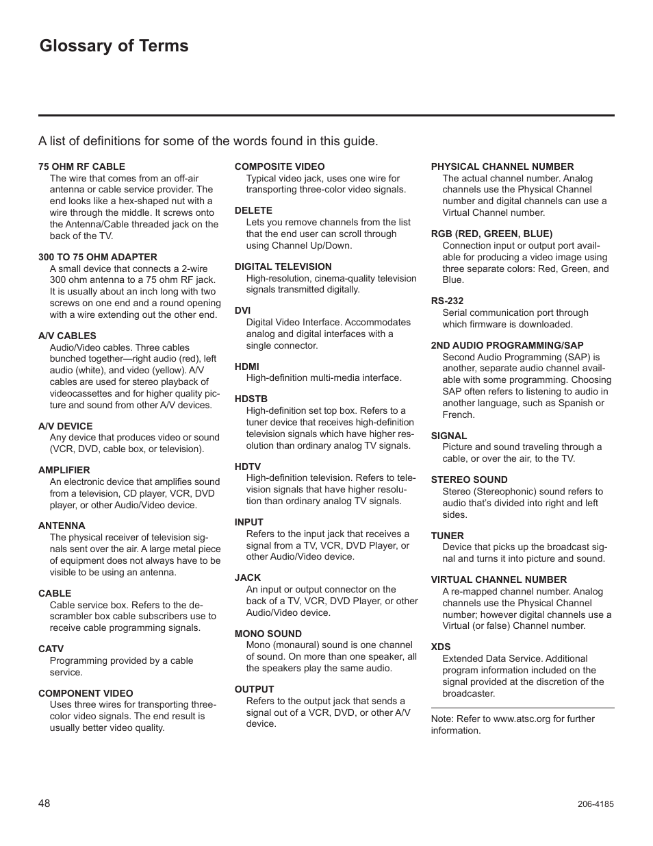 Glossary of terms | LG 32LD340H User Manual | Page 315 / 317