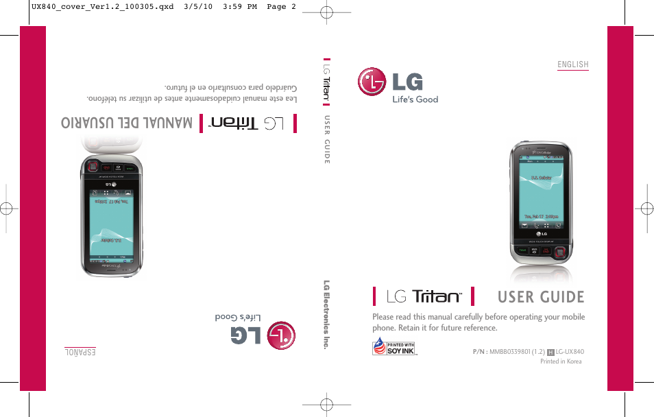 LG UX840 User Manual | 289 pages