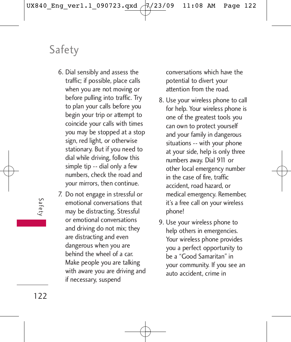 Safety | LG UX840 User Manual | Page 124 / 289