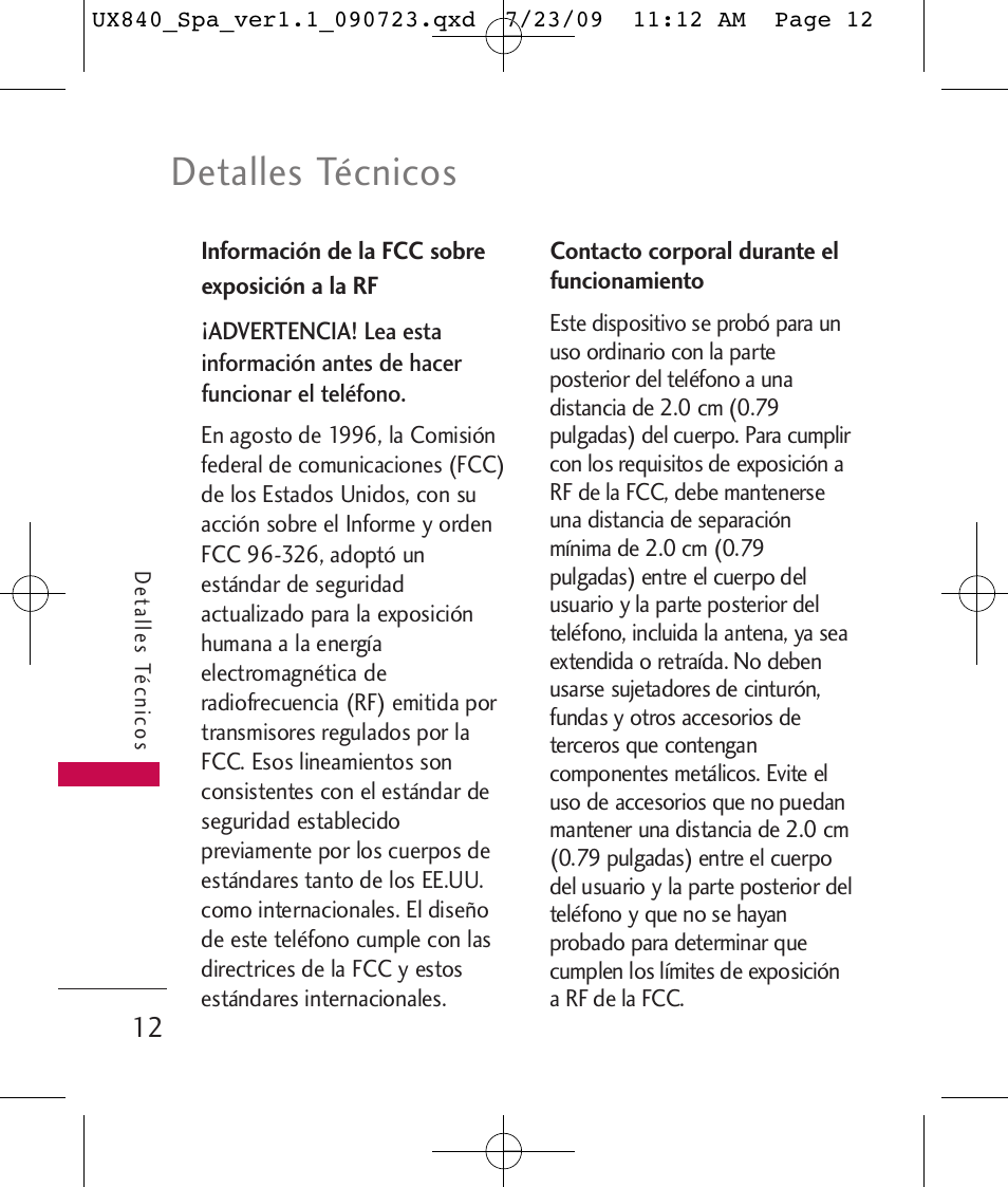 Detalles técnicos | LG UX840 User Manual | Page 152 / 289