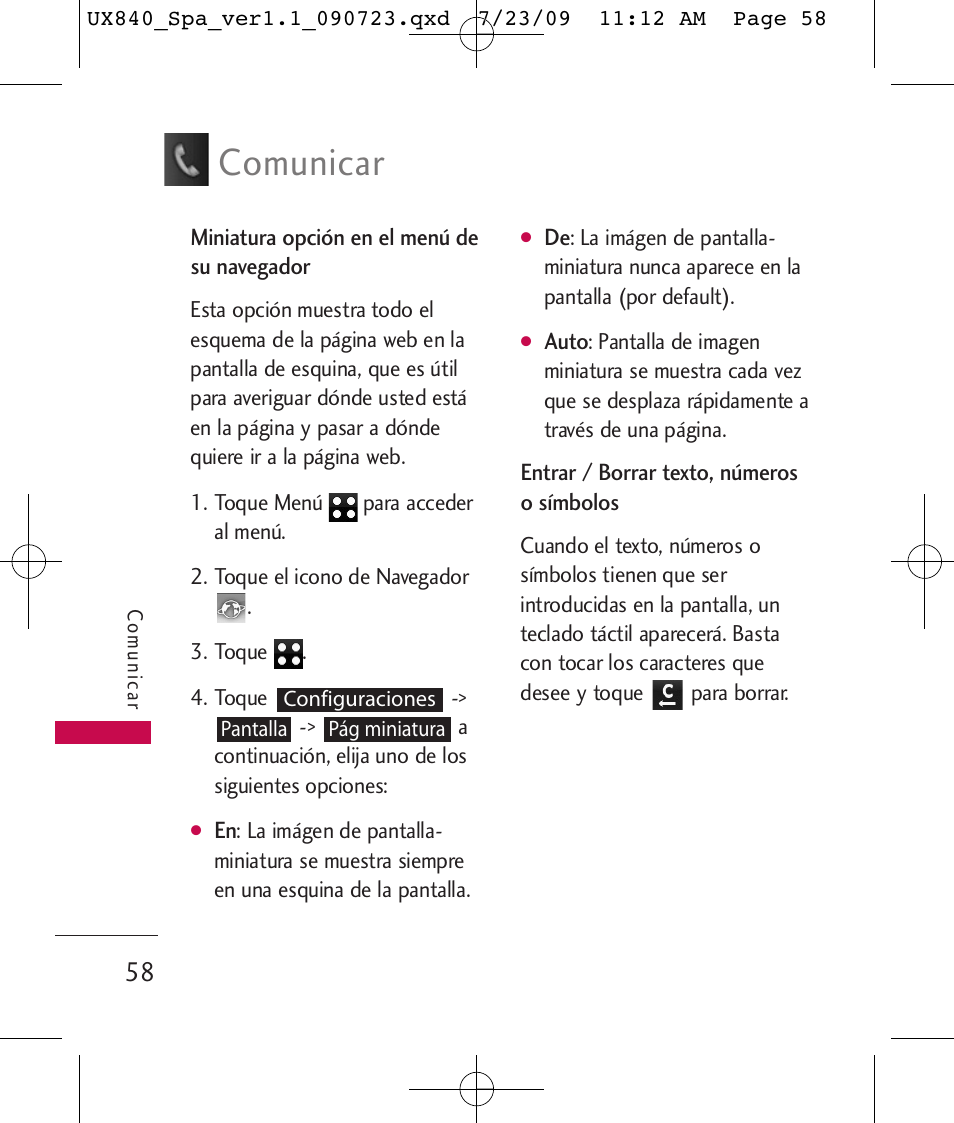 Comunicar | LG UX840 User Manual | Page 198 / 289