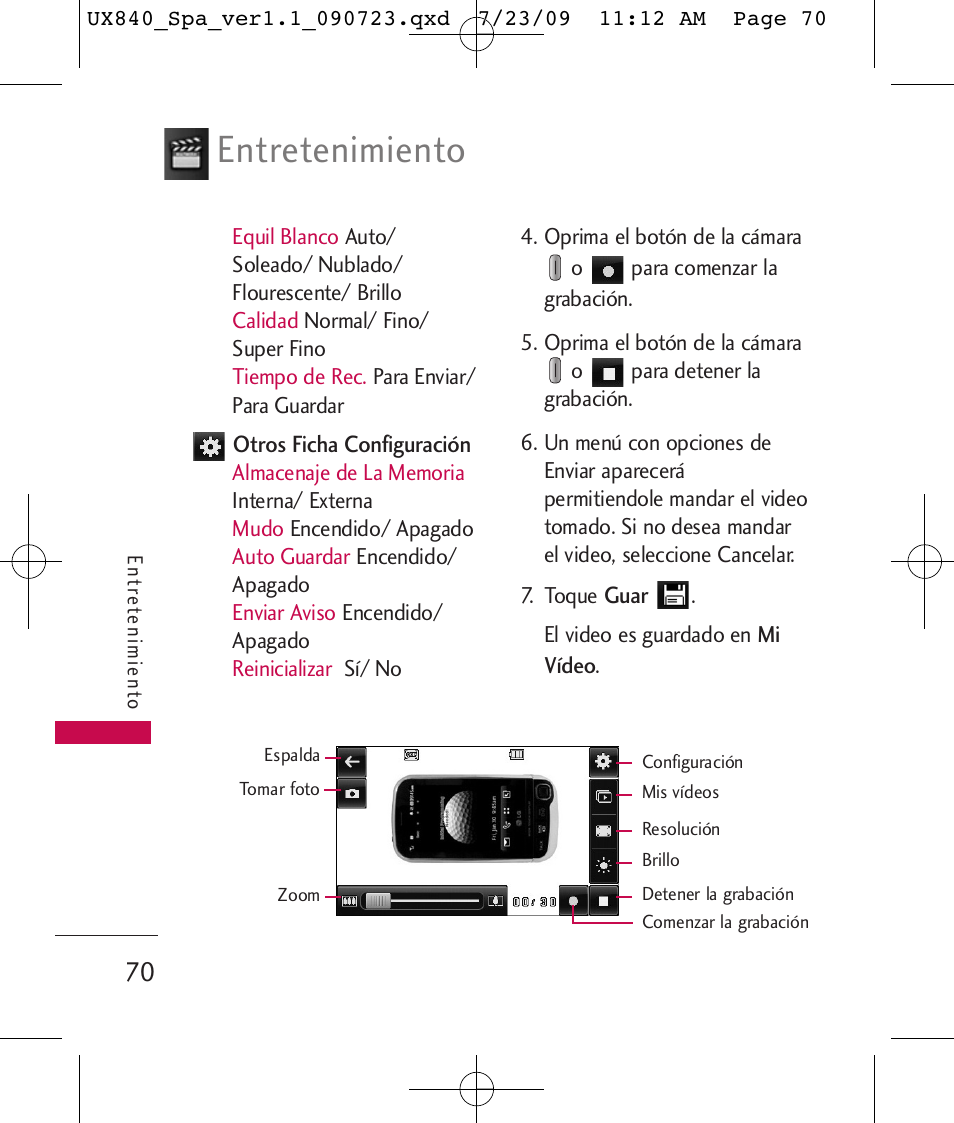 Entretenimiento | LG UX840 User Manual | Page 210 / 289