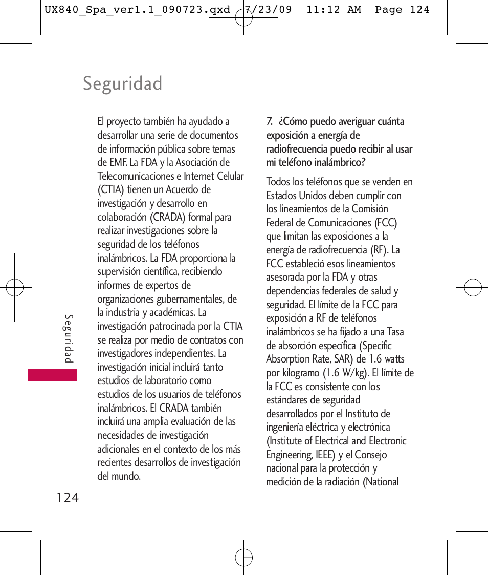 Seguridad | LG UX840 User Manual | Page 264 / 289