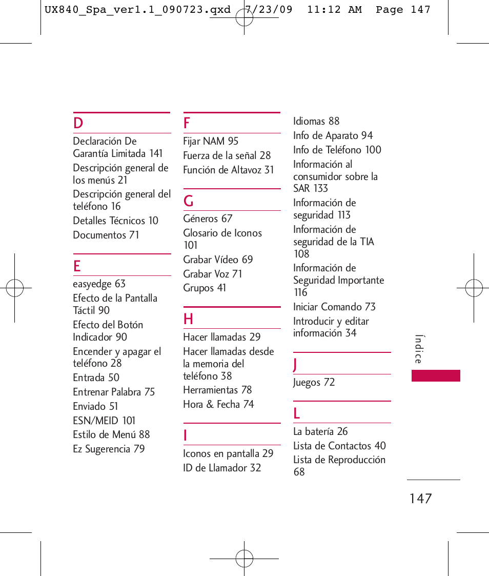 LG UX840 User Manual | Page 287 / 289