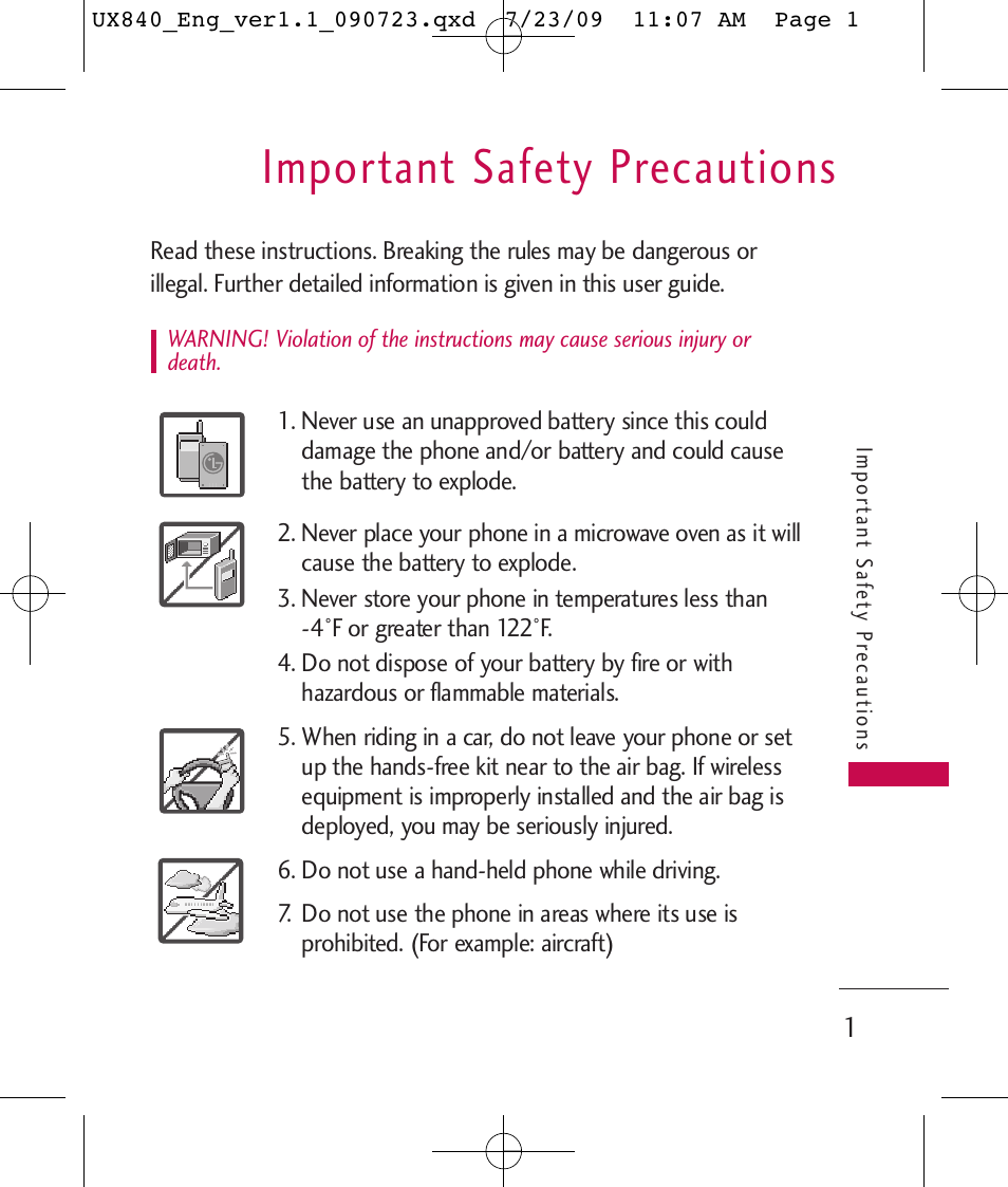 Important safety precautions | LG UX840 User Manual | Page 3 / 289