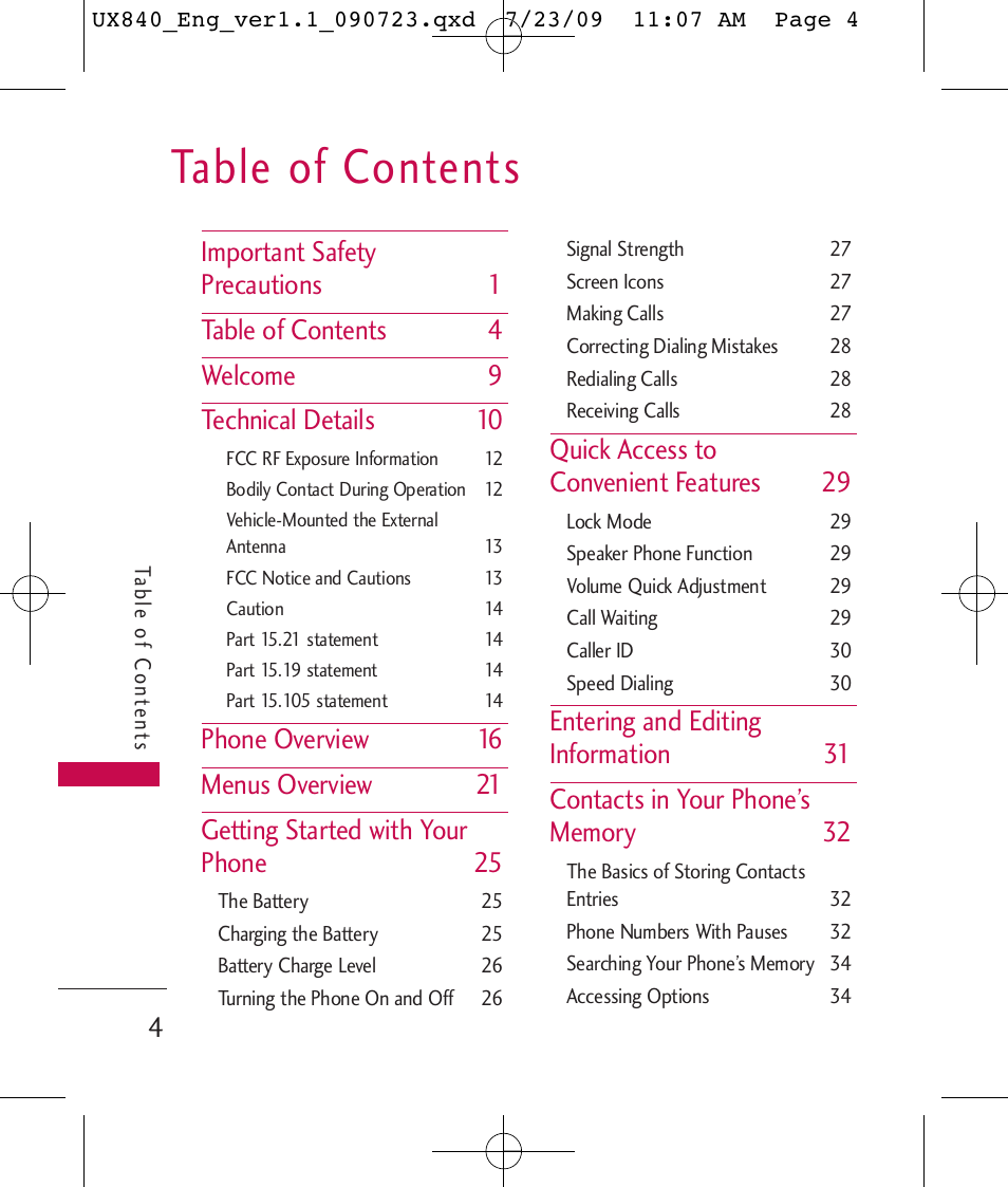 LG UX840 User Manual | Page 6 / 289