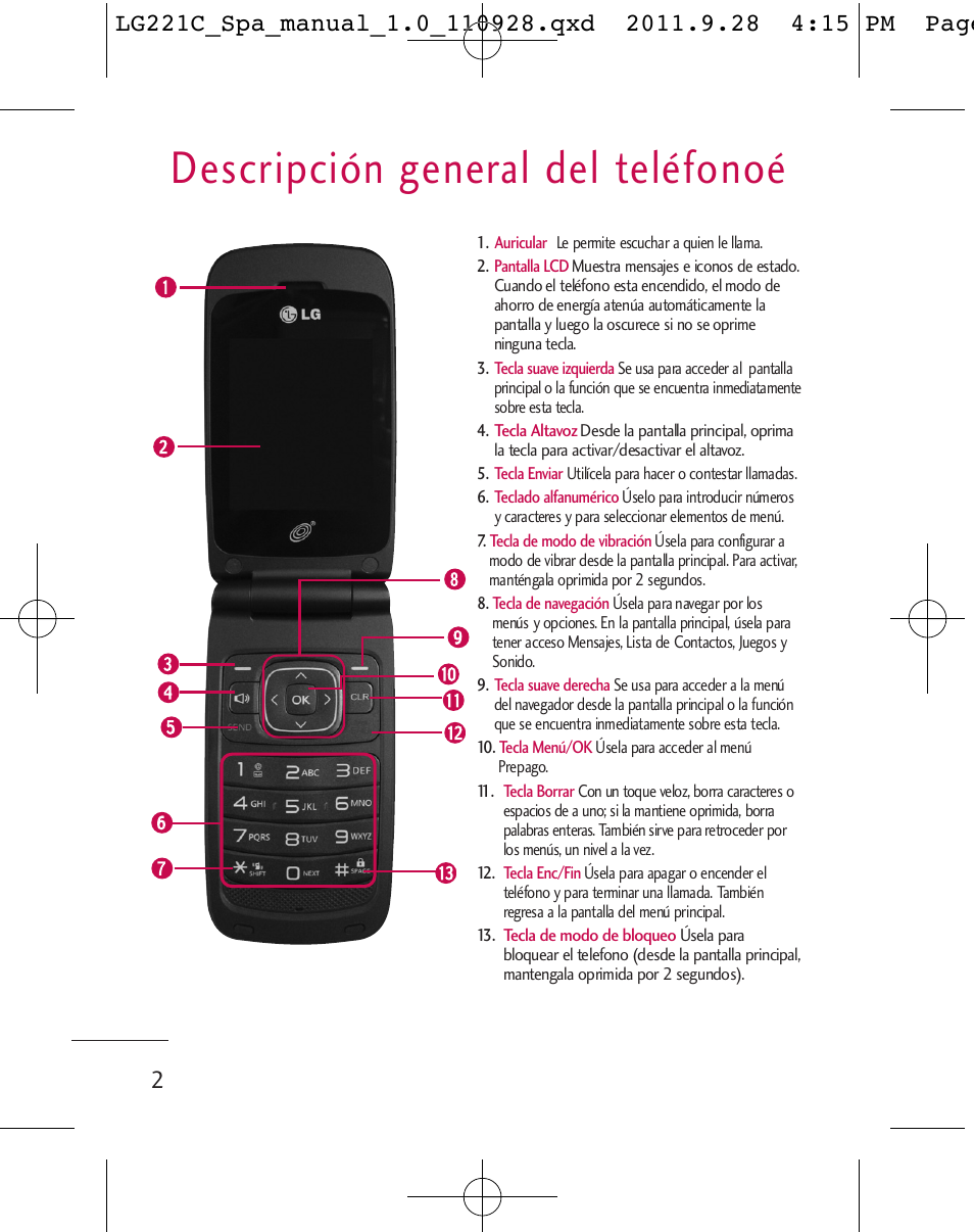 Descripción general del teléfonoé | LG LG221C User Manual | Page 102 / 210