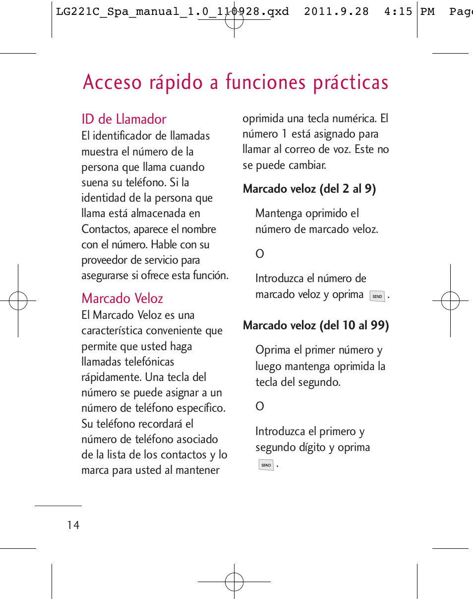 Acceso rápido a funciones prácticas | LG LG221C User Manual | Page 114 / 210