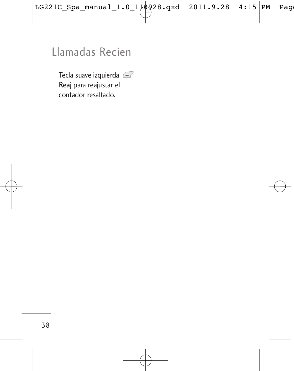 Llamadas recien | LG LG221C User Manual | Page 138 / 210