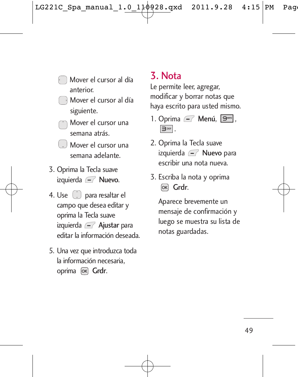 Nota | LG LG221C User Manual | Page 149 / 210