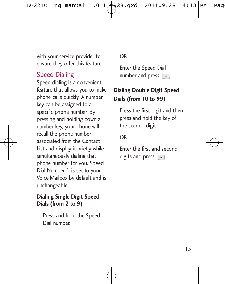 Speed dialing | LG LG221C User Manual | Page 15 / 210