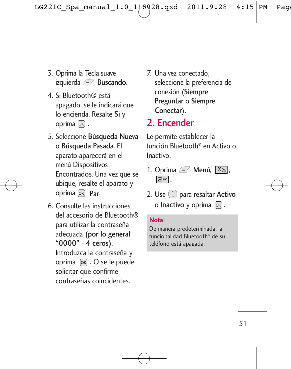 Encender | LG LG221C User Manual | Page 151 / 210